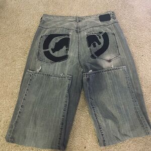 Ecko Unlimited Gray Baggy-Fit Denim Shorts